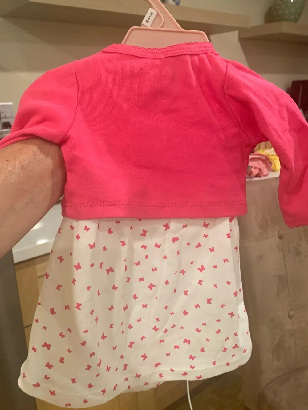 Baby Girls Cardigan and White Cotton Romper Dress Set